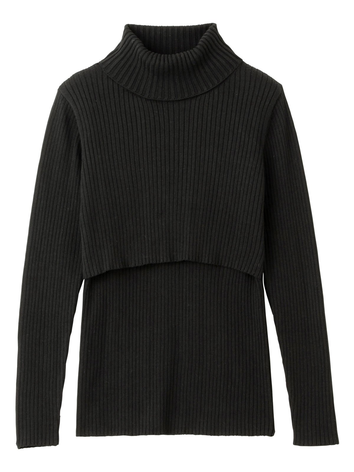 マタニティ トップス|リブタートルニット　マタニティ・授乳服【出産後も長く使える】|ブラック